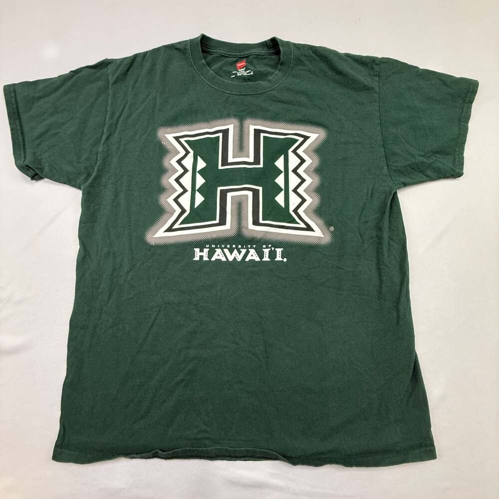 Hanes University of Hawai'i Warriors Green T-Shirt Size Large